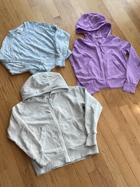 Athleta Kids Hooded Zip Jacket Set - Gray, Lavender, Light Blue